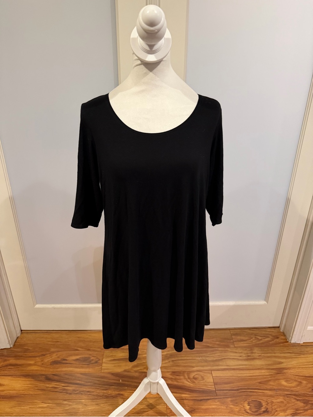 Eileen Fisher Black Relaxed Scoop Neck Dress